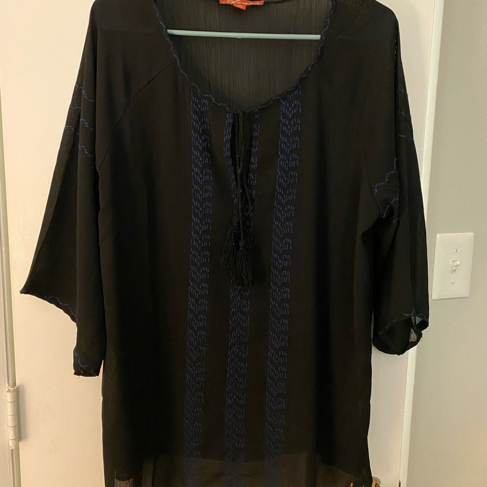Azara Black & Navy Blouse 2x